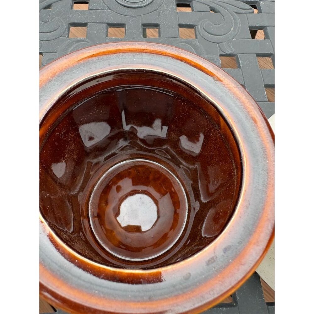Vintage Brown Glaze Stoneware Crock Canister Set of 2 With Lids - Picture 4 of 8